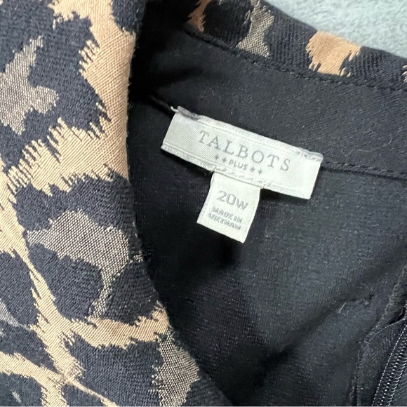 Talbots size 20 black dress with animal print trim - Picture 7 of 15